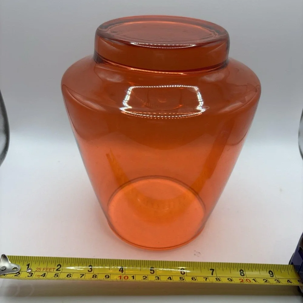 Vtg‎ Empoli Vase Italy Red Orange Extended Base  Globe  MCM 7.5 In Tall